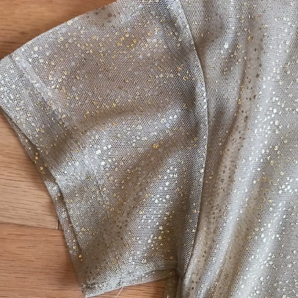 Zara Girls Collection, Short Sleeve Shimmering Gold Tulle Dress, Size 9 EUC